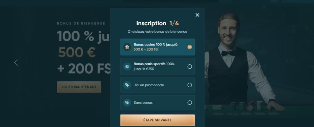 Legend Play Casino choix bonus bienvenue inscription