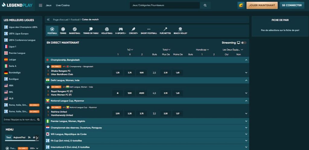 Legend Play Casino paris sportifs