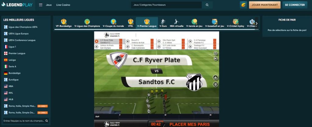 Legend Play Casino paris sportifs